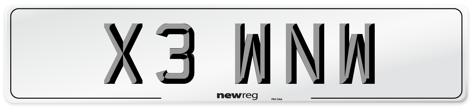 X3 WNW Number Plate from New Reg